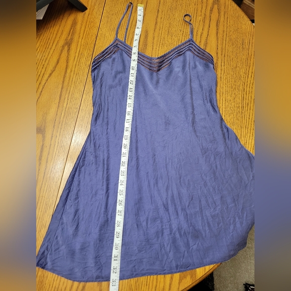 Victoria’s Secret 100% Silk Slip Dress Nightgown Blue Mesh Strappy Neck Large - Picture 8 of 8